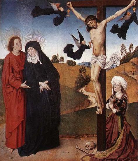 MASTER of the Life of the Virgin Christ on the Cross with Mary, John and Mary Magdalene Germany oil painting art